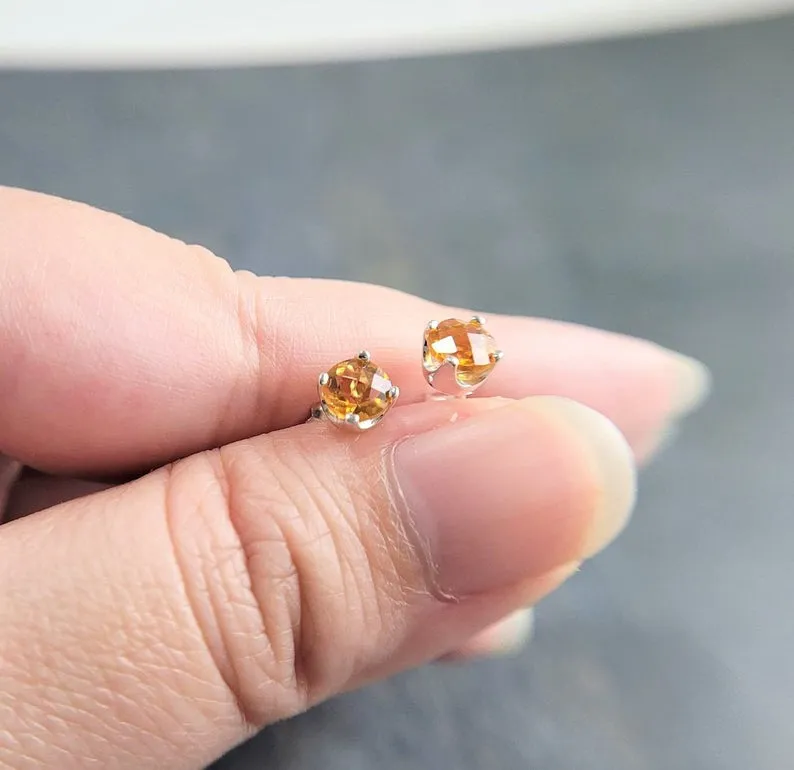 Golden Citrine Stud Earrings