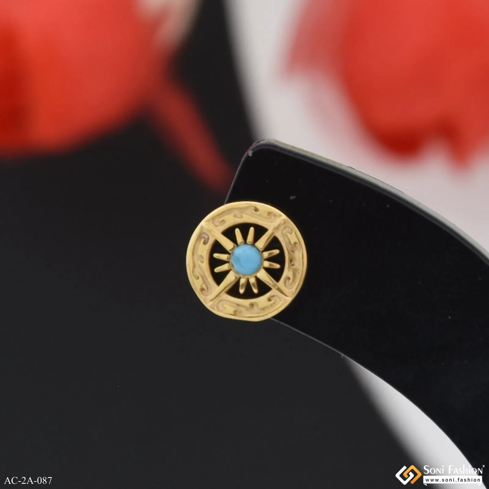 Golden Color Stainless Steel Stud Earring for Men (1 Pc) - Style A087