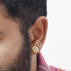 Golden Color Stainless Steel Stud Earring for Men (1 Pc) - Style A087