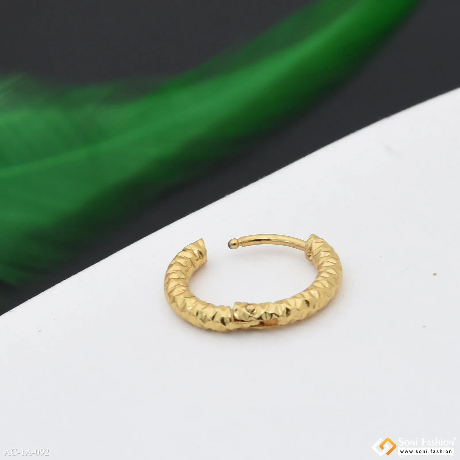 Golden Color Stainless Steel Stud Earring For Men (1 Pc) - Style A092