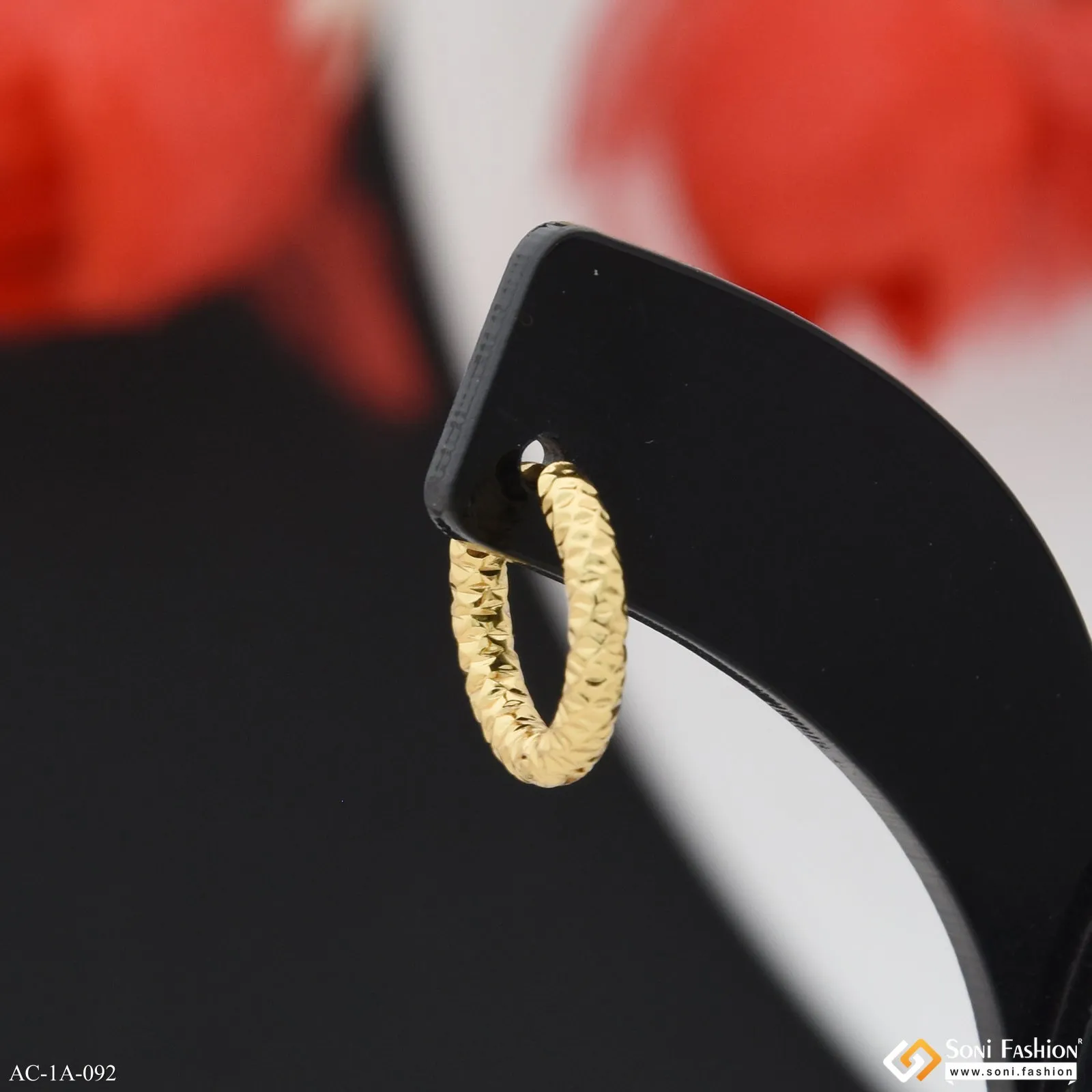Golden Color Stainless Steel Stud Earring For Men (1 Pc) - Style A092