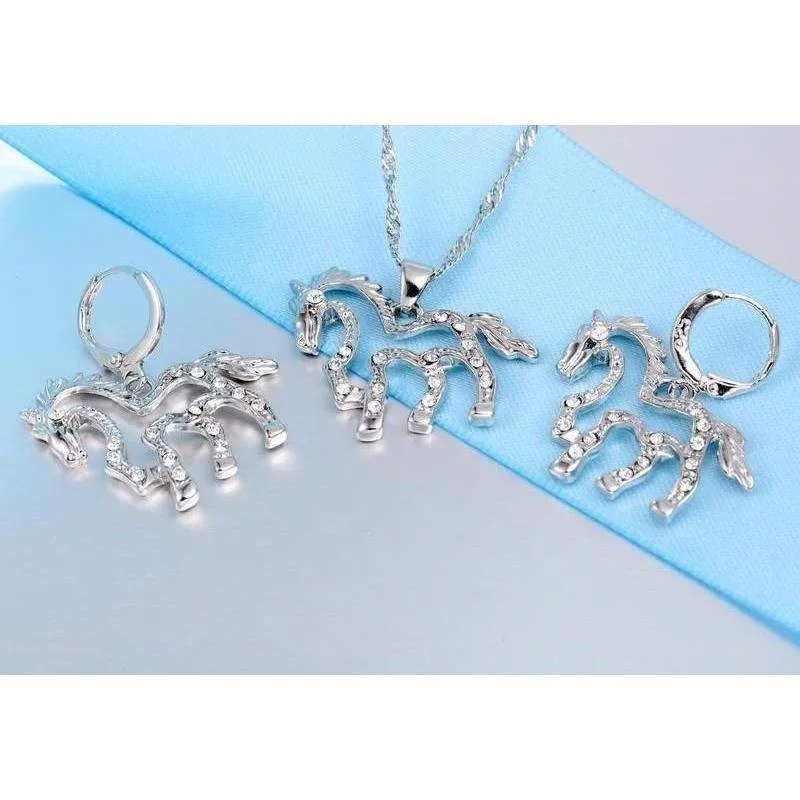 Gorgeous Silver Necklace and CZ Crystal Earrings