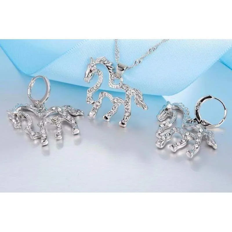 Gorgeous Silver Necklace and CZ Crystal Earrings