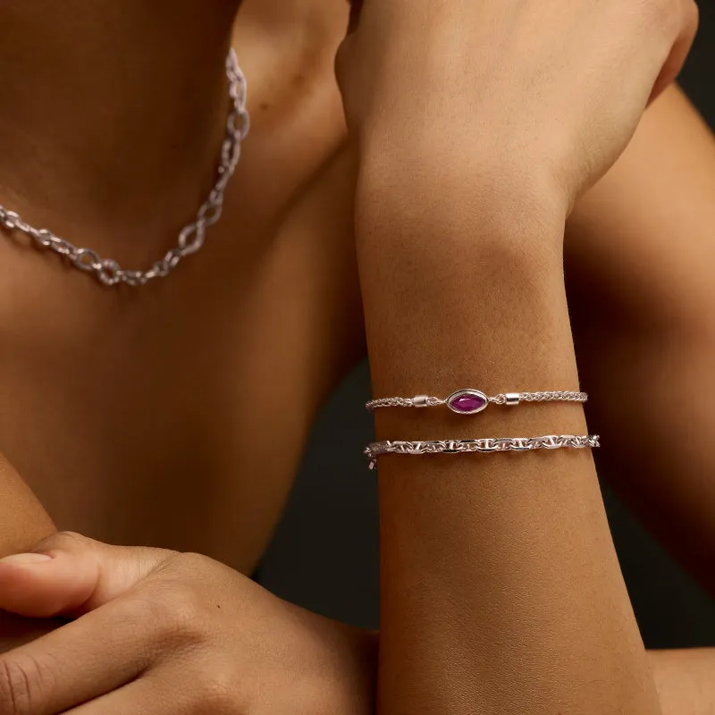Iris Bracelet, Ruby, Silver