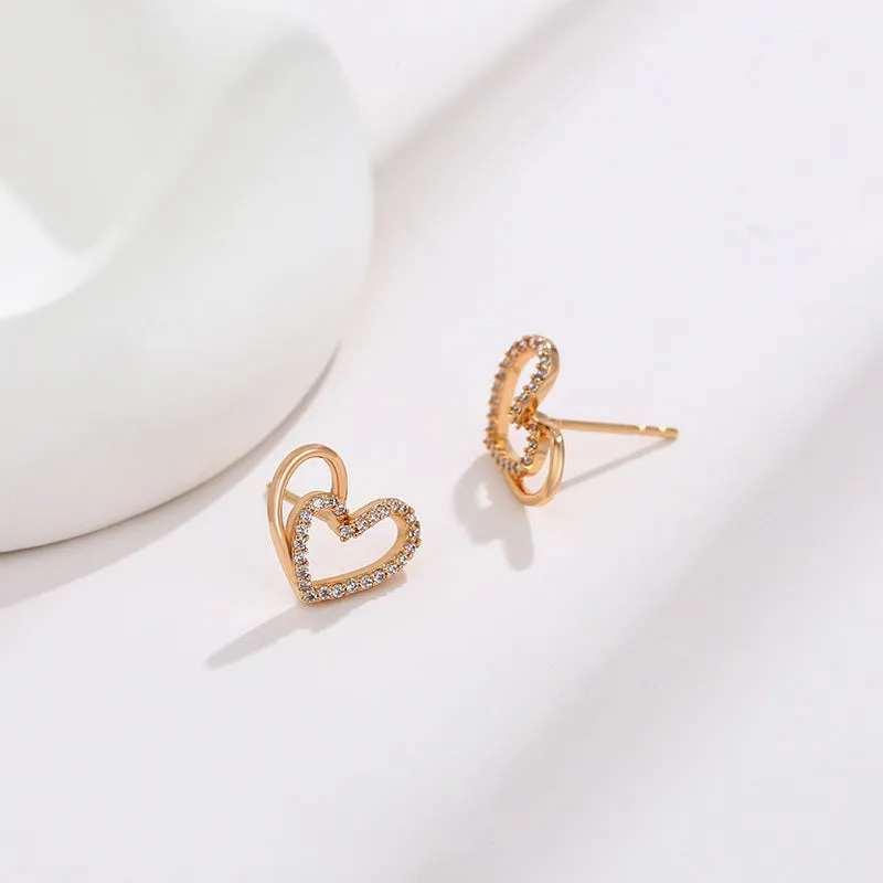 Jewelry simple hollow heart-shaped earrings sweet temperament earrings jewelry love earrings for women