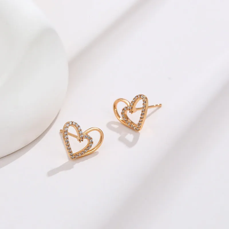 Jewelry simple hollow heart-shaped earrings sweet temperament earrings jewelry love earrings for women