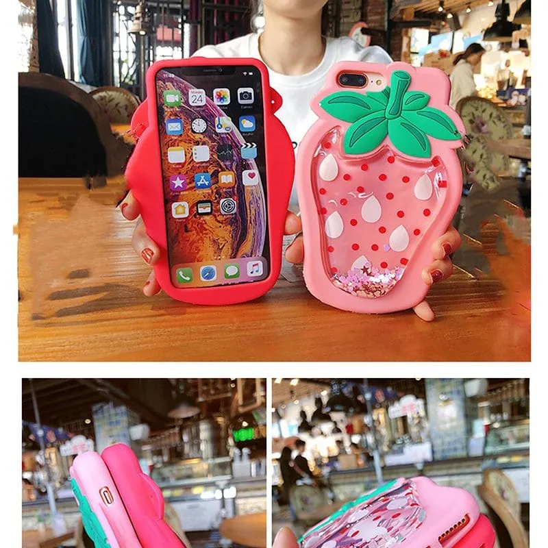 Kawaii Liquid Strawberry iPhone Case