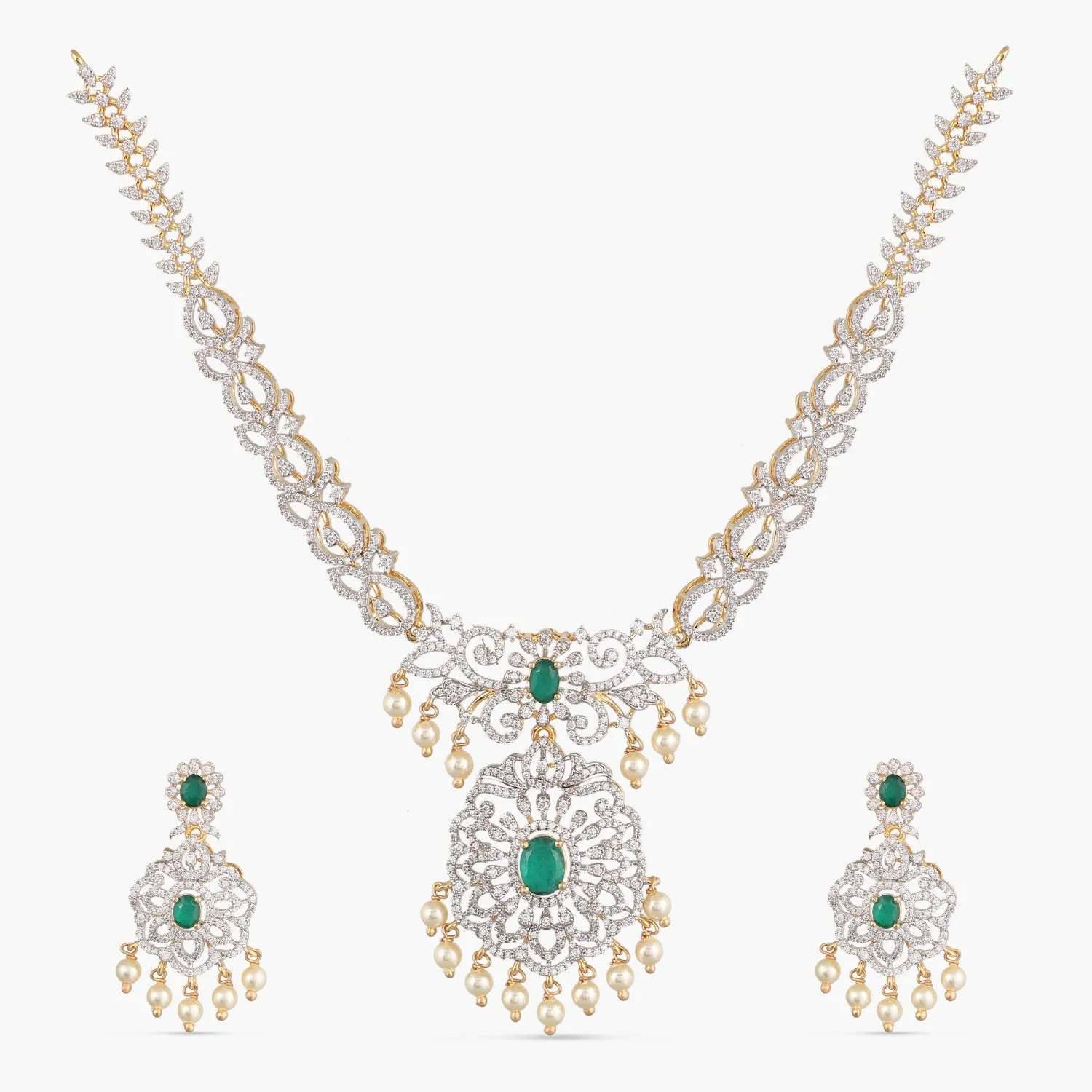 Ketak CZ Silver Necklace Set