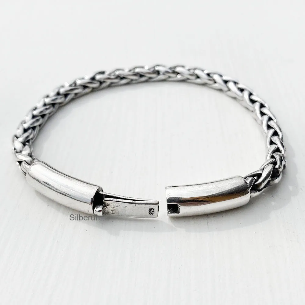 Knotted Chunky Silver Bracelet