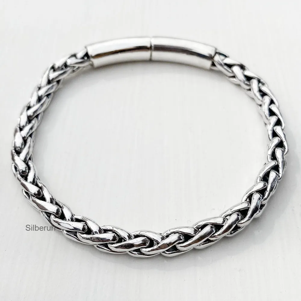 Knotted Chunky Silver Bracelet