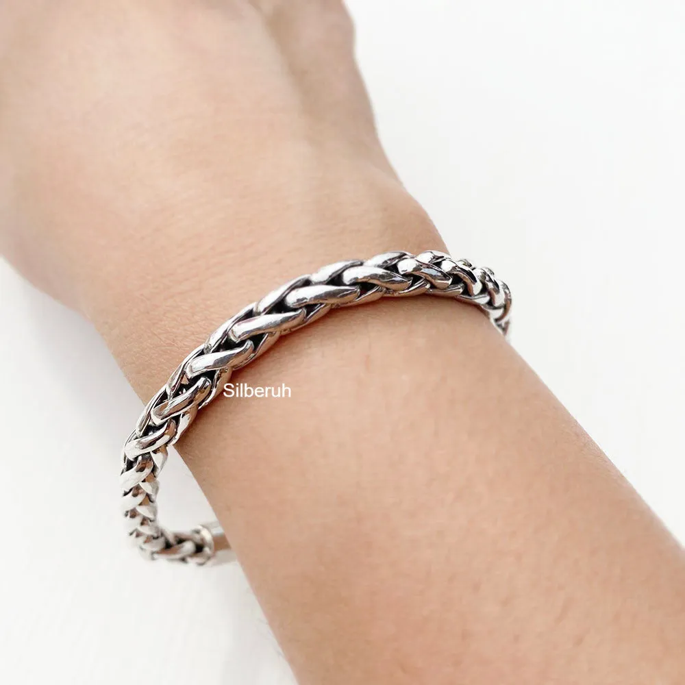 Knotted Chunky Silver Bracelet