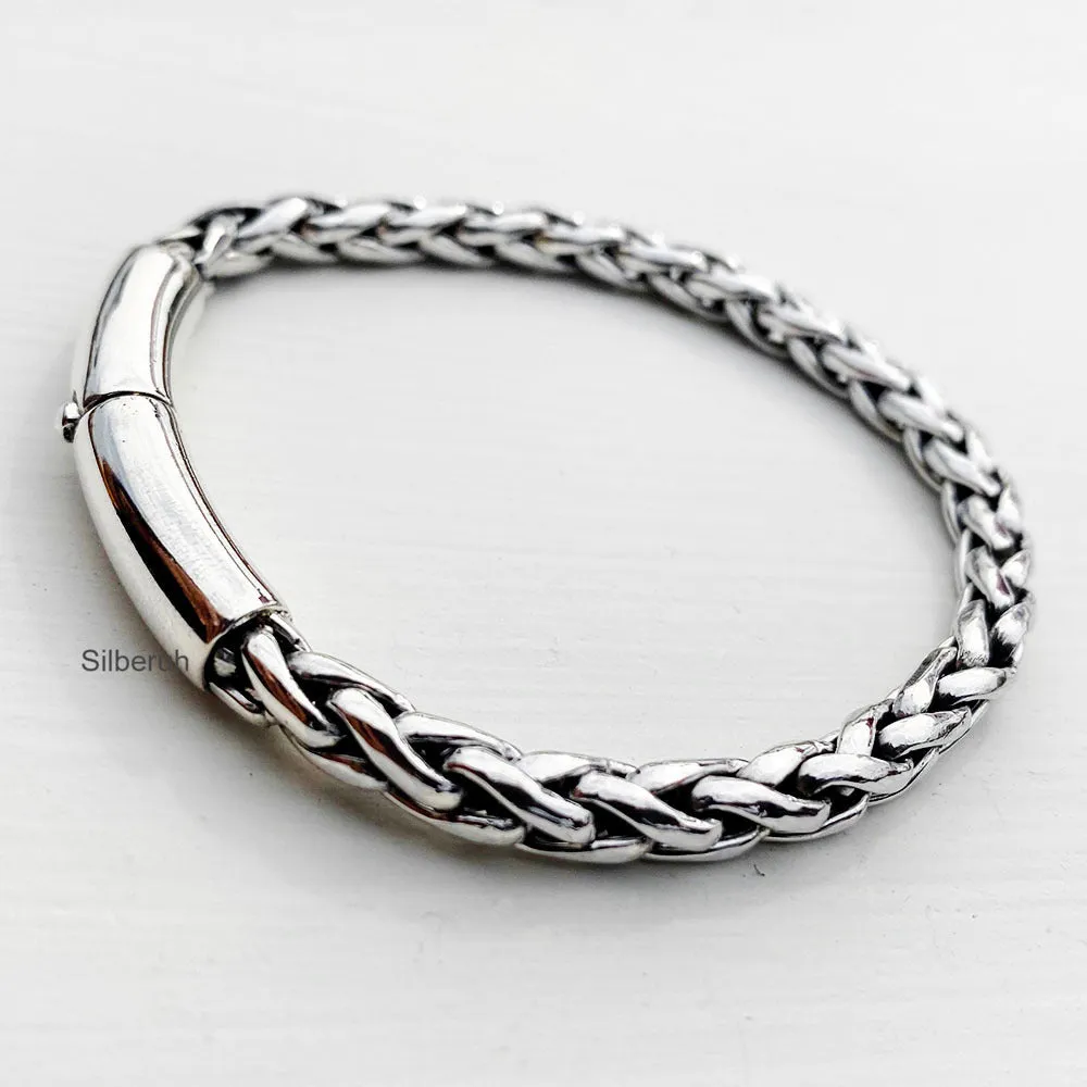 Knotted Chunky Silver Bracelet