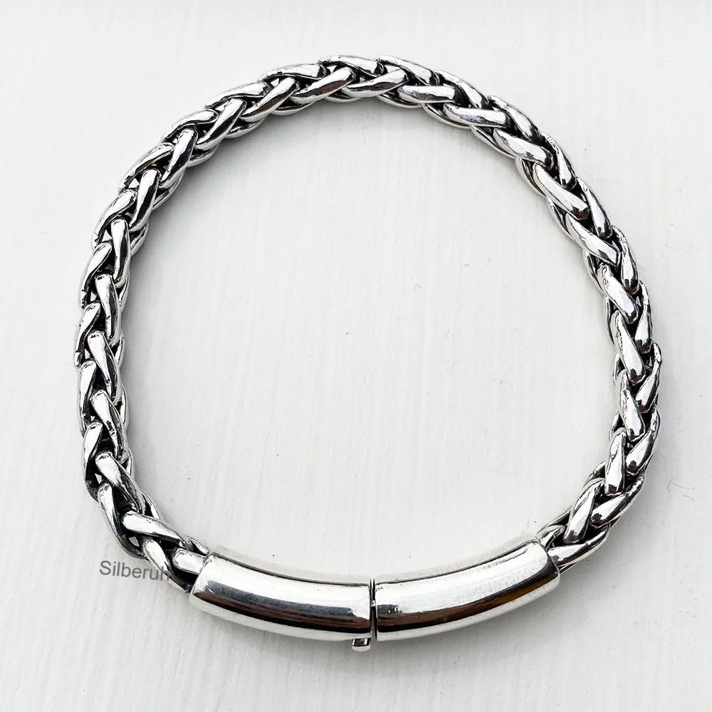 Knotted Chunky Silver Bracelet