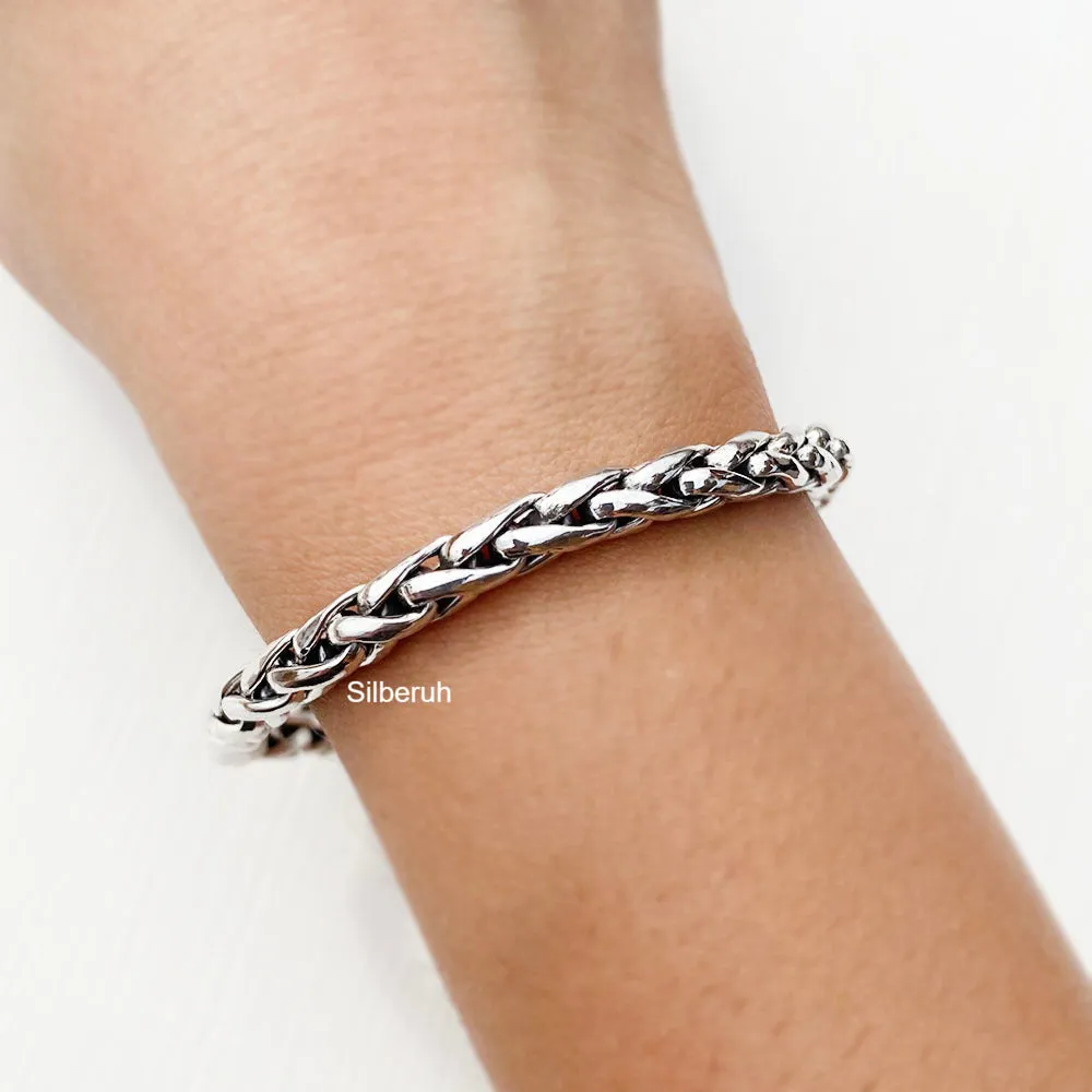 Knotted Chunky Silver Bracelet