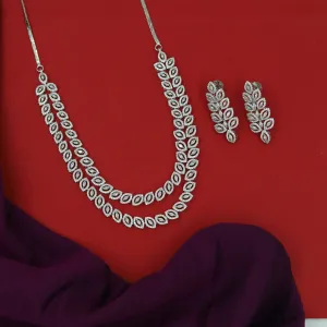 Layered Round Neck Zircon/AD Necklace Set 16236-69
