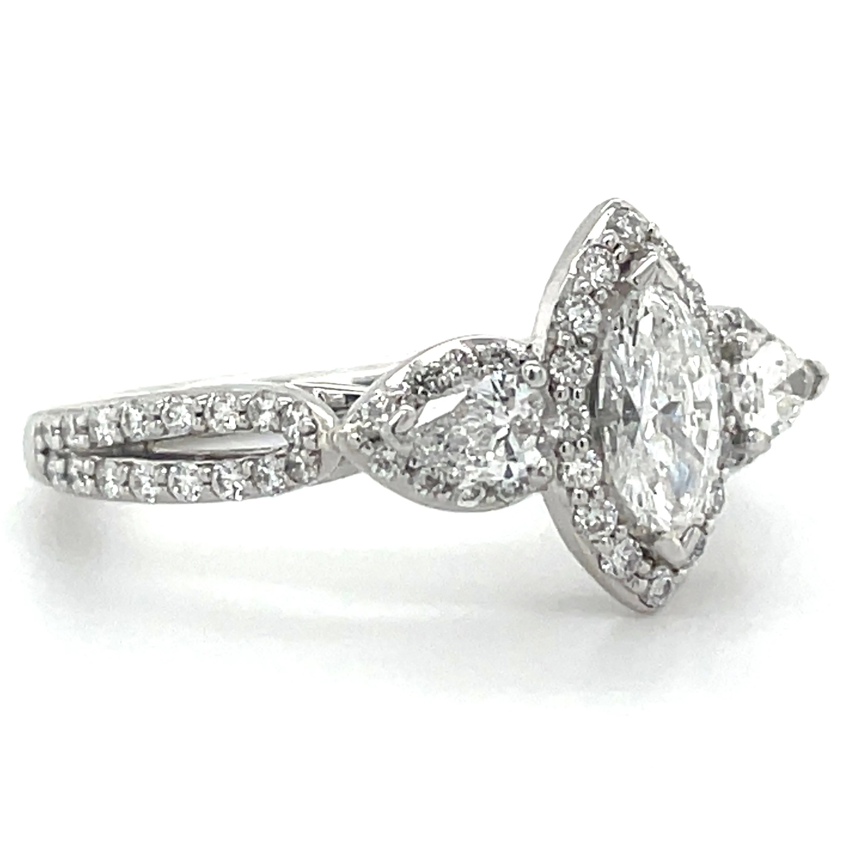 Lexi - Platinum Marquise Earth Grown Diamond Halo Engagement Ring