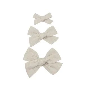 Linen Bow - Oatmeal Chambray Clip