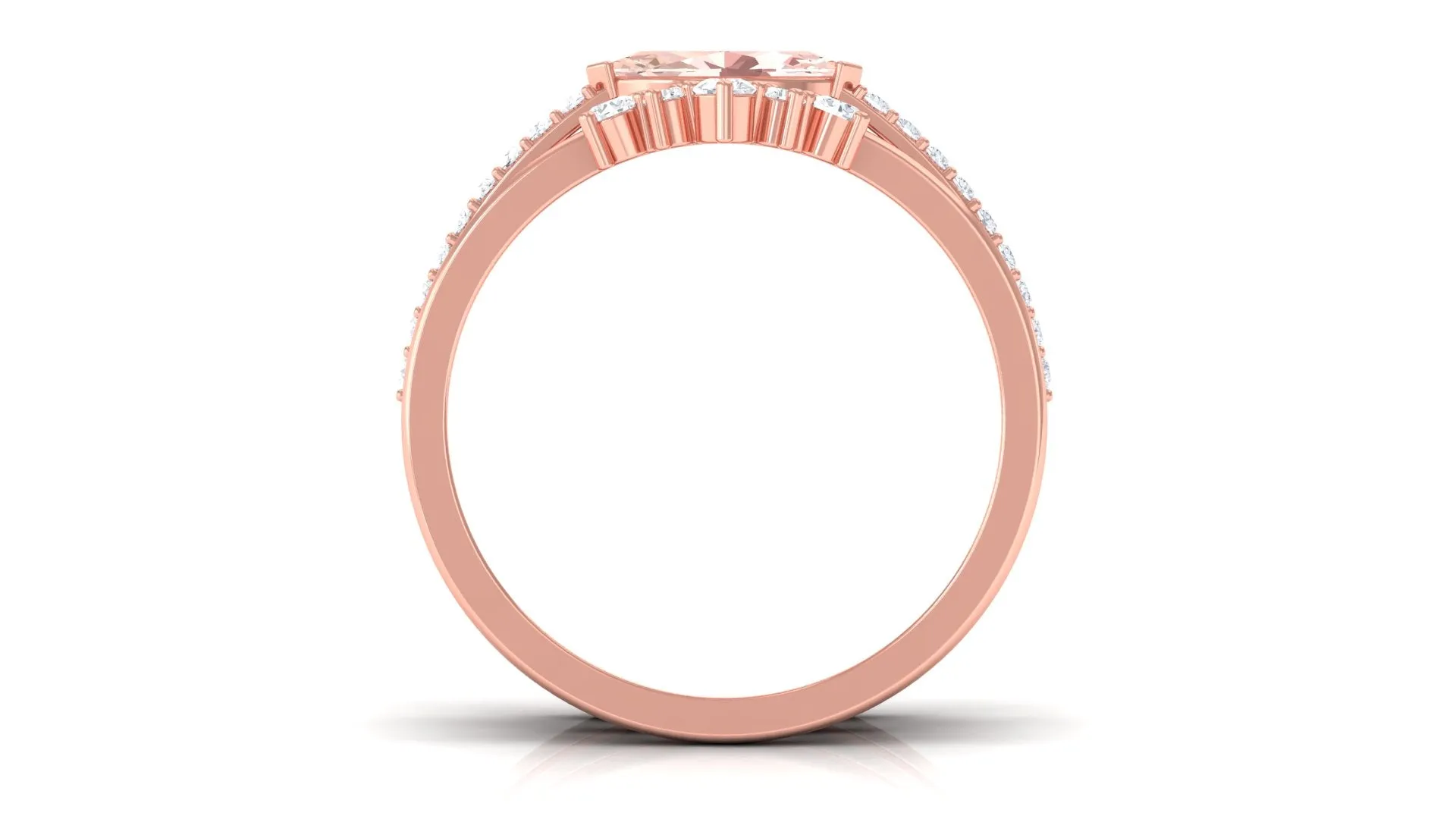 Marquise Cut Morganite Stackable Ring Set with Diamond