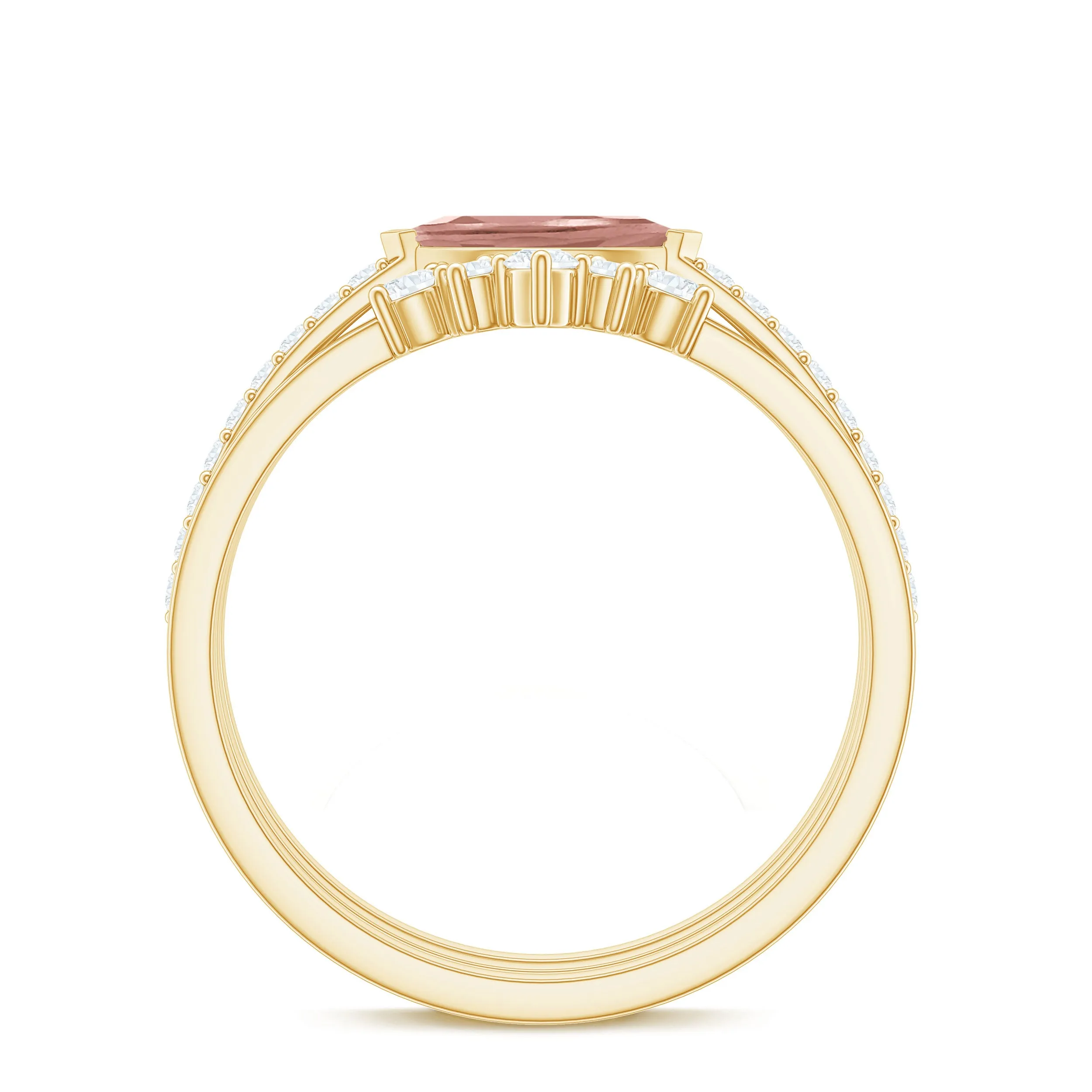 Marquise Cut Morganite Stackable Ring Set with Diamond