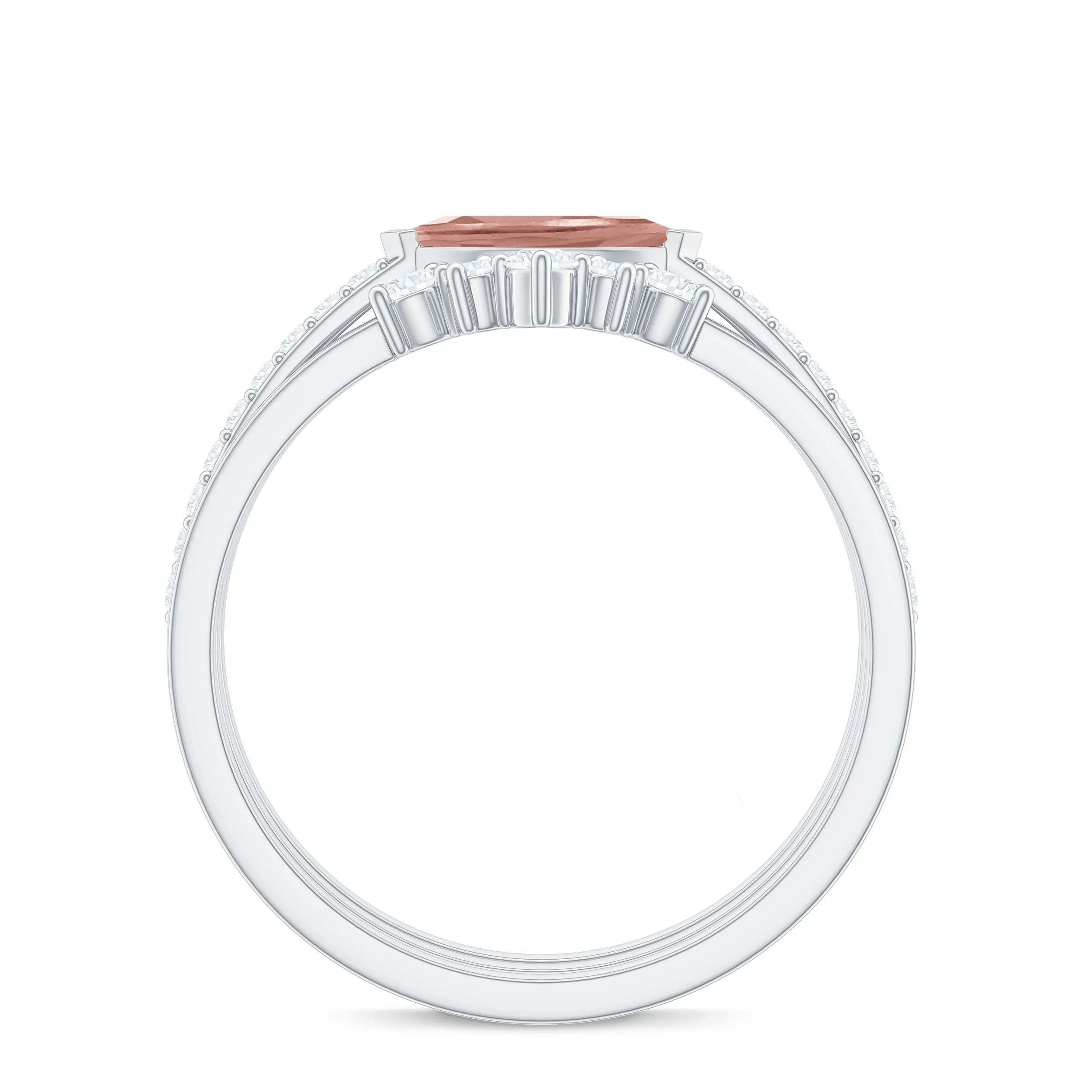 Marquise Cut Morganite Stackable Ring Set with Diamond