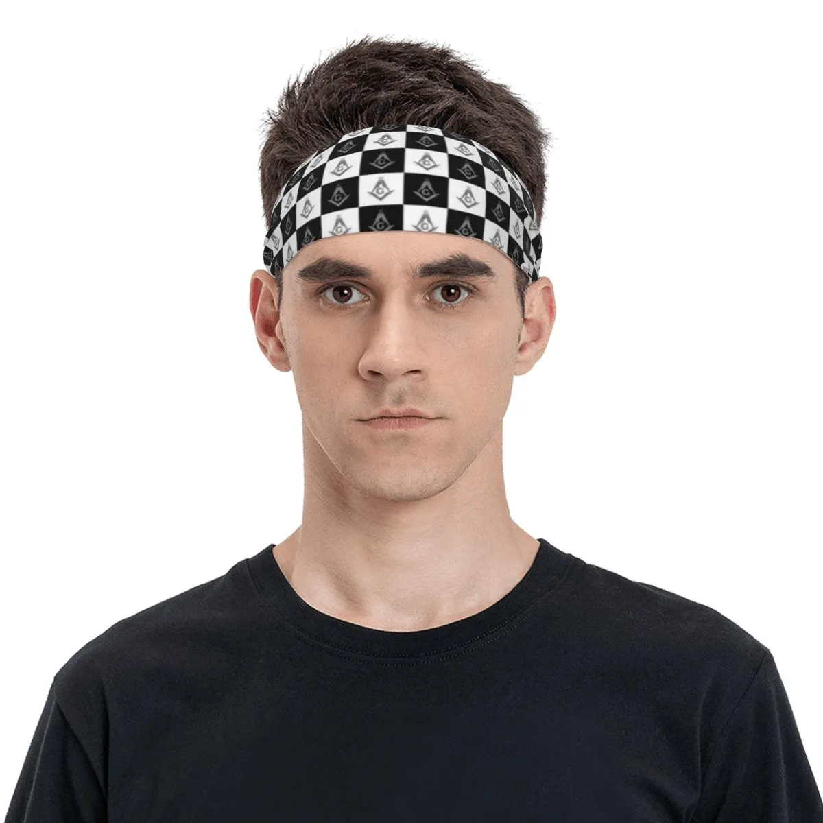 Master Mason Blue Lodge Headband - Checkered Square and Compass G
