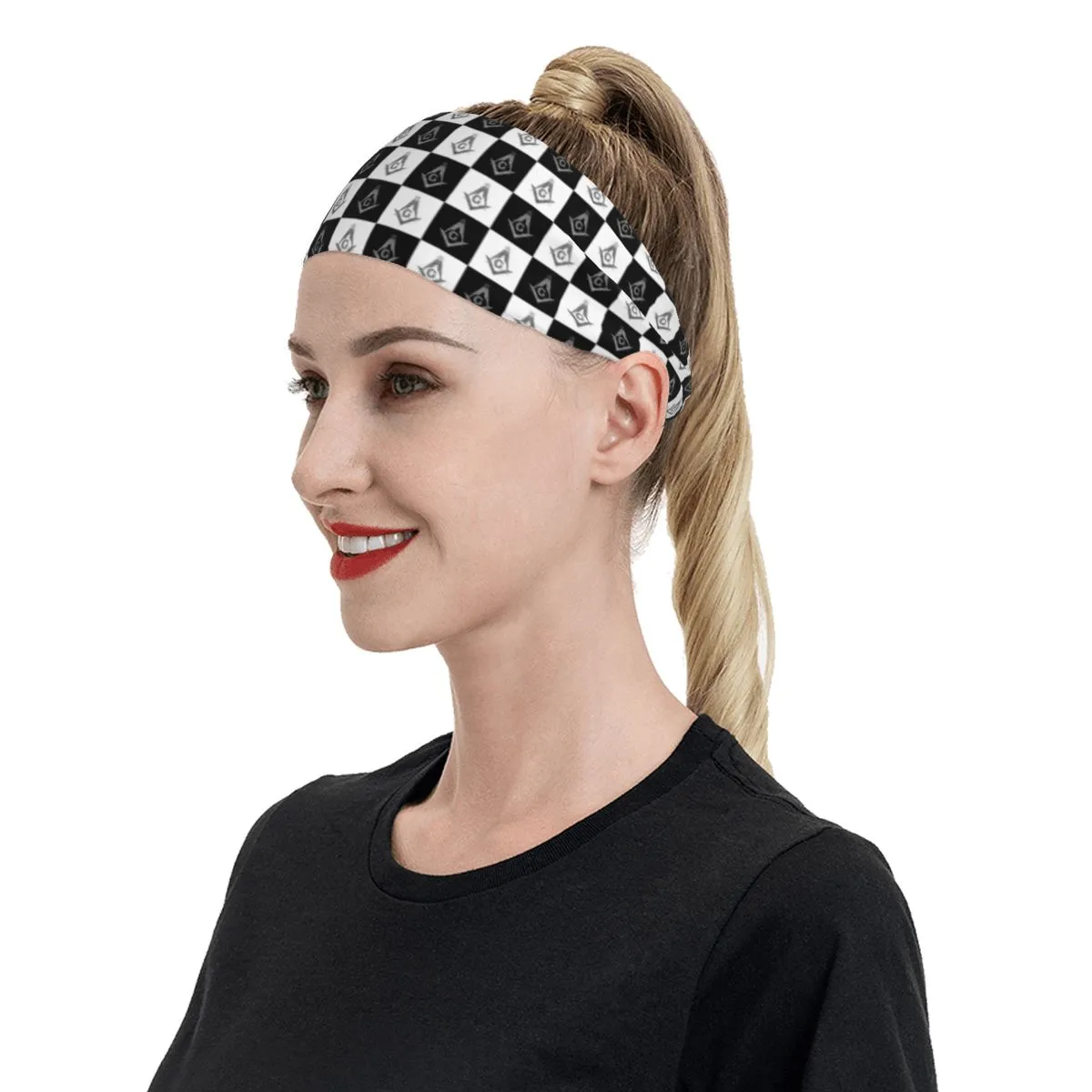 Master Mason Blue Lodge Headband - Checkered Square and Compass G