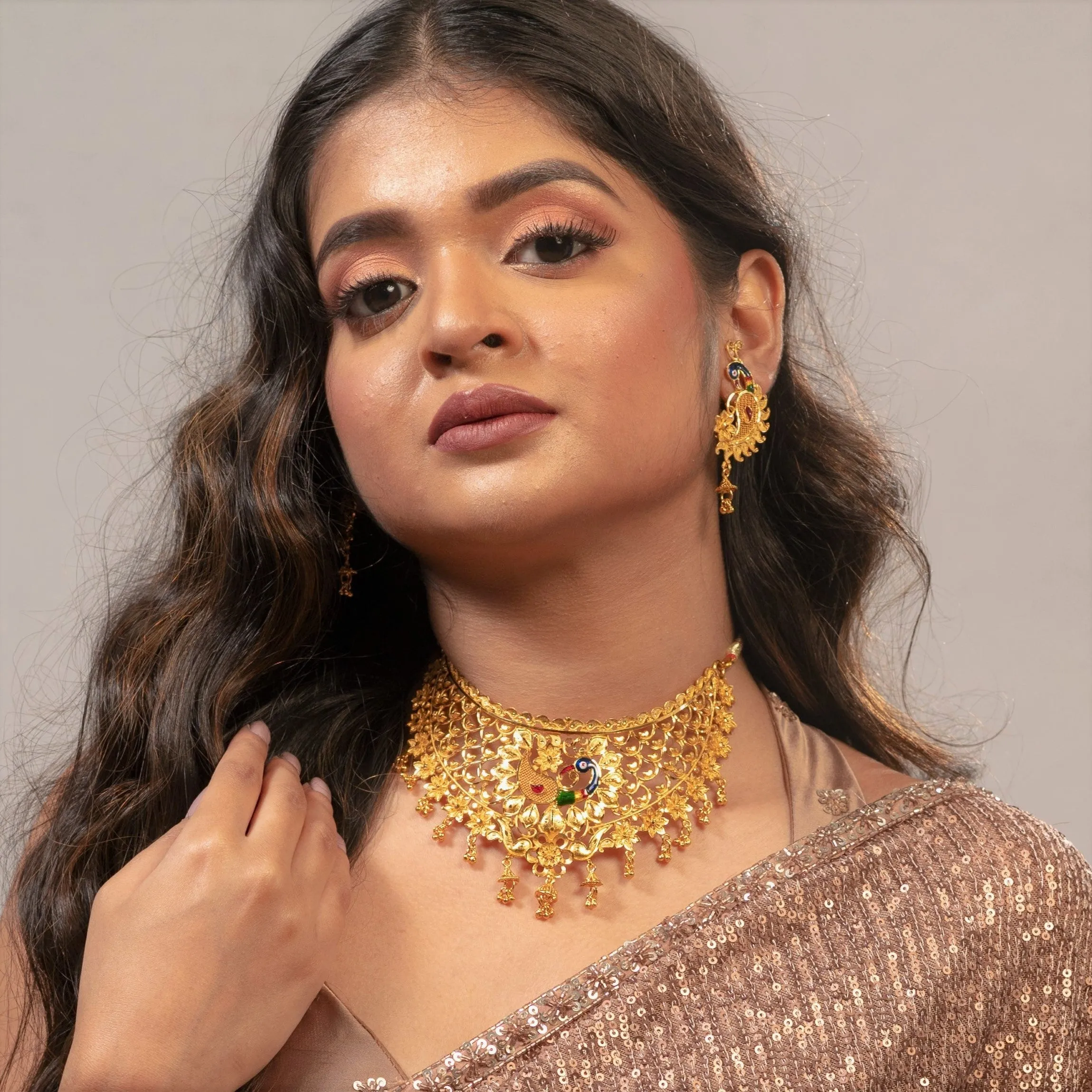 Mina Mayura Broad Collar Choker Set