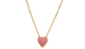 Mini Adjustable Pink Howlite Gemstone Heart Necklace