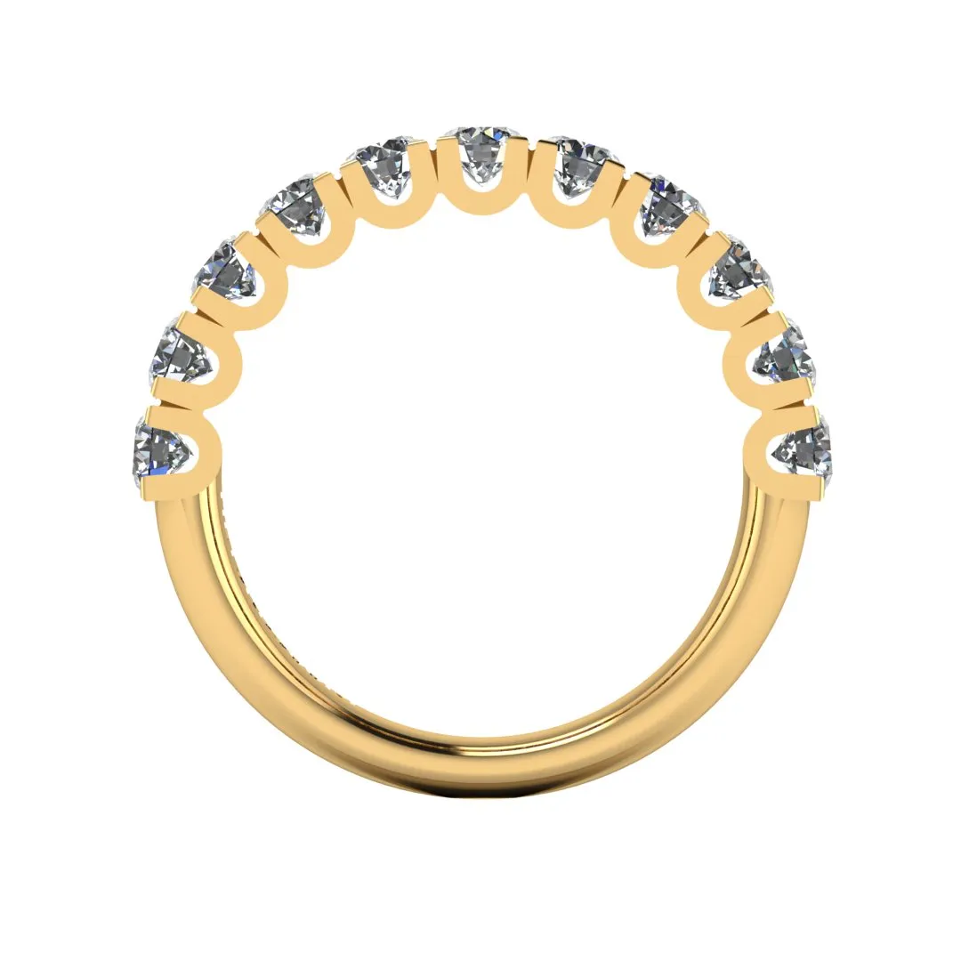 Natural Diamond Scallop Set Eternity Band Wedding Ring SRB