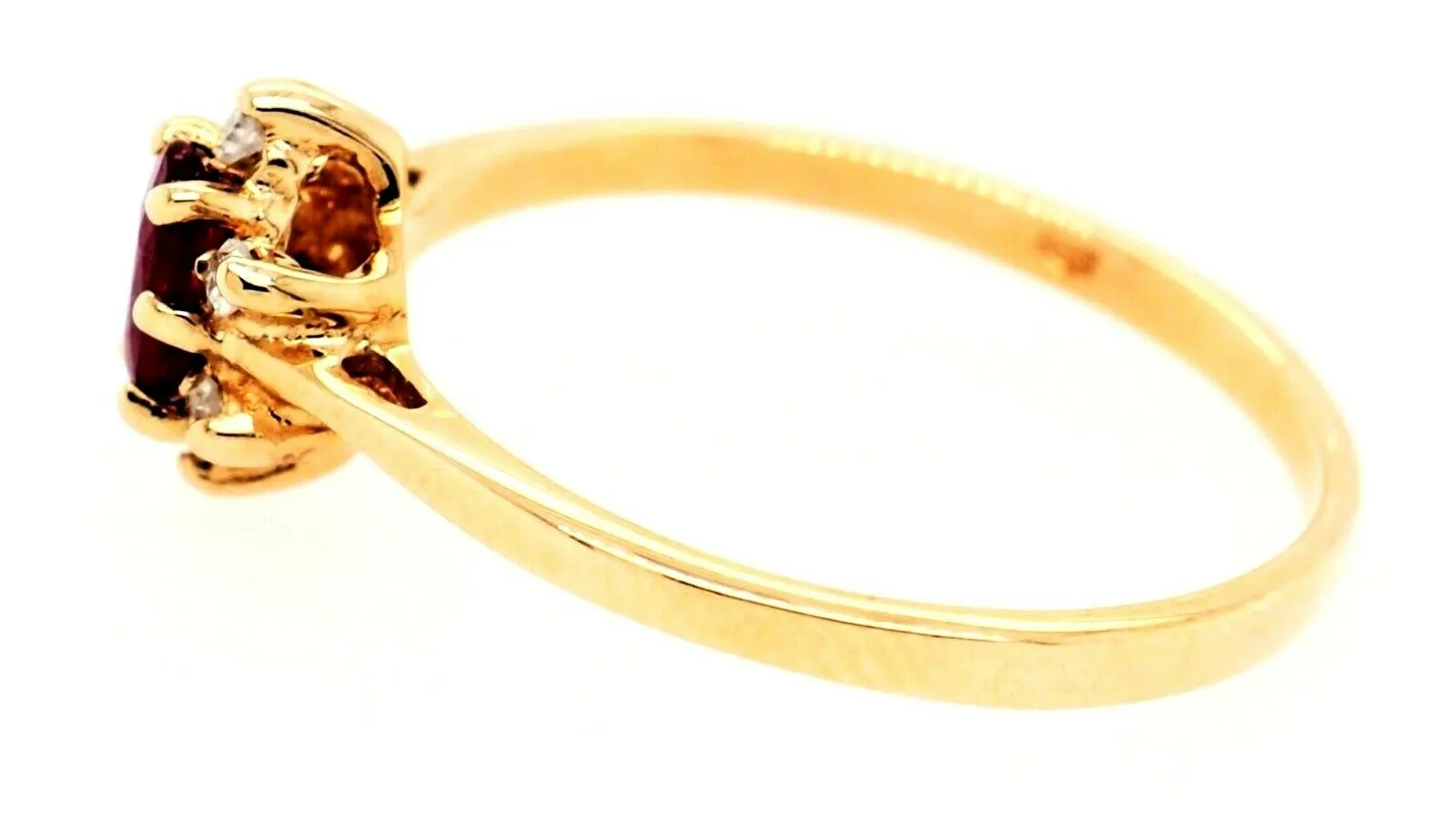 Natural Ruby & Diamond Cluster Ring 14ct Yellow Gold Fine Engagement Jewellery