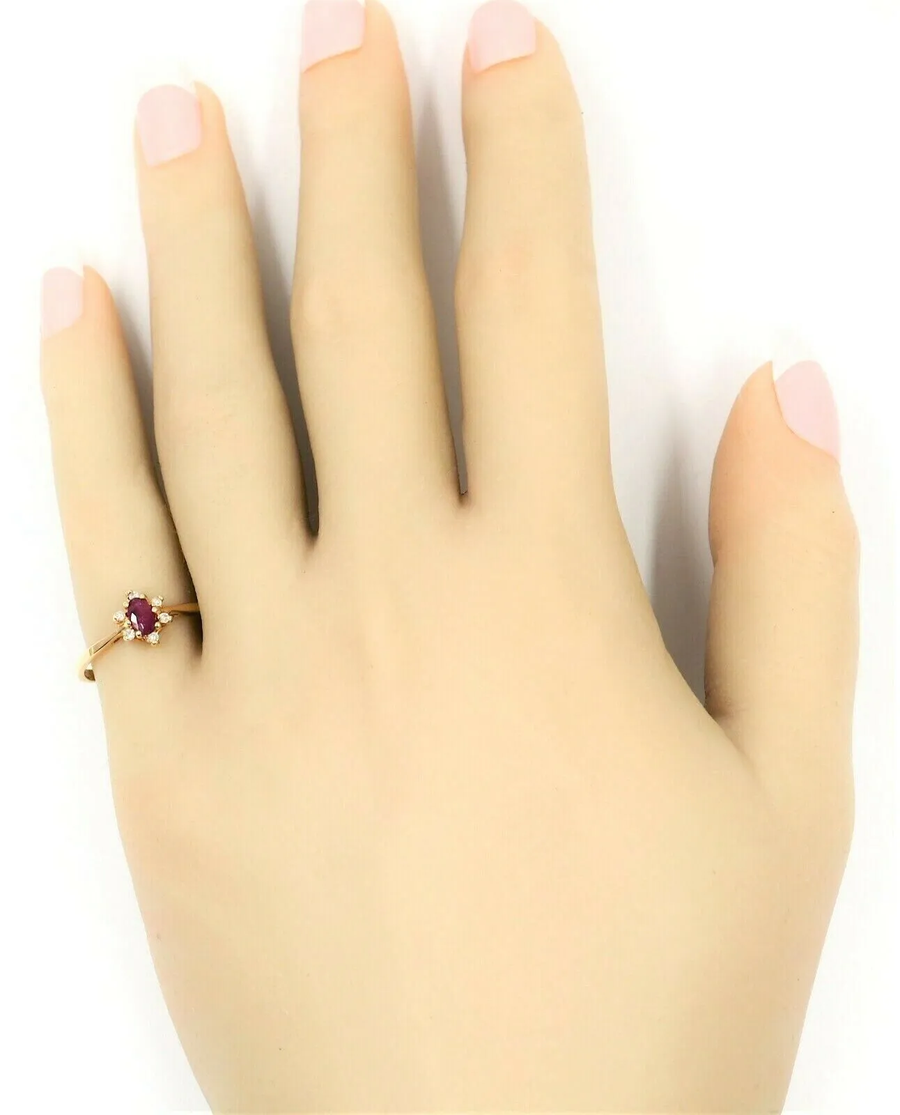 Natural Ruby & Diamond Cluster Ring 14ct Yellow Gold Fine Engagement Jewellery