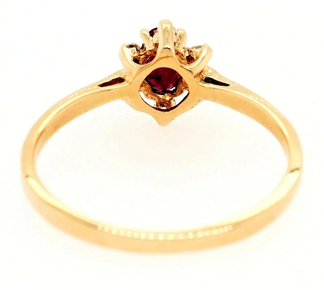 Natural Ruby & Diamond Cluster Ring 14ct Yellow Gold Fine Engagement Jewellery