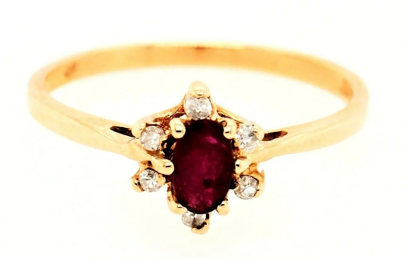 Natural Ruby & Diamond Cluster Ring 14ct Yellow Gold Fine Engagement Jewellery