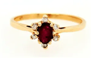Natural Ruby & Diamond Cluster Ring 14ct Yellow Gold Fine Engagement Jewellery