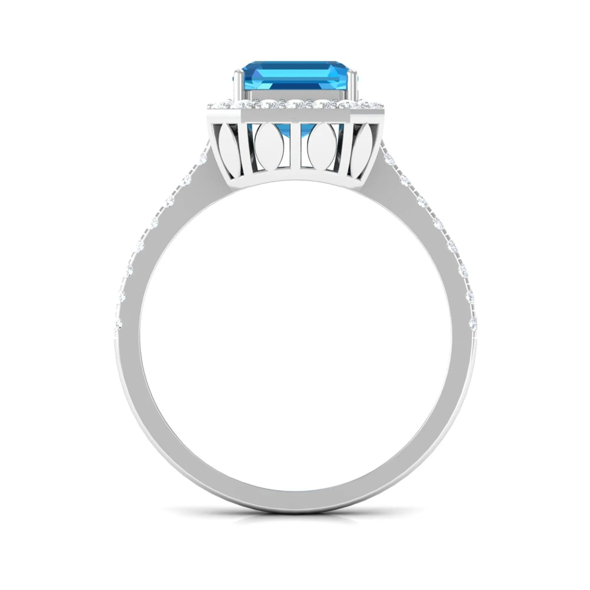 Natural Swiss Blue Topaz and Diamond Accent Engagement Ring
