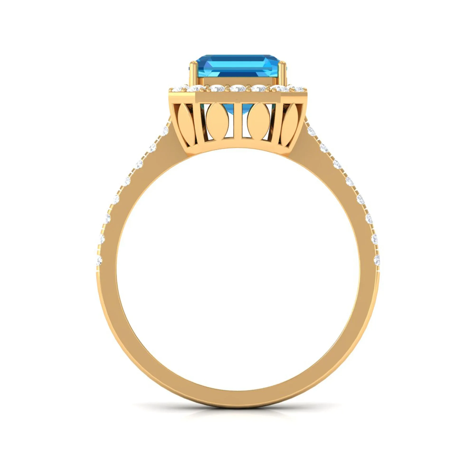 Natural Swiss Blue Topaz and Diamond Accent Engagement Ring