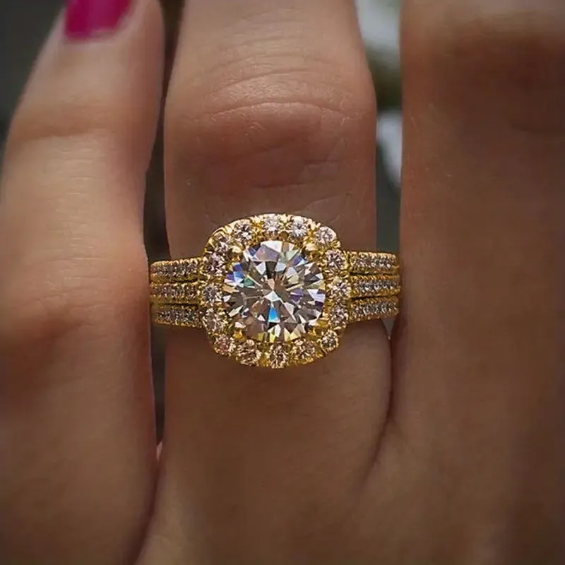 New ring micro-encrusted with diamonds luxury engagement diamond ring women's