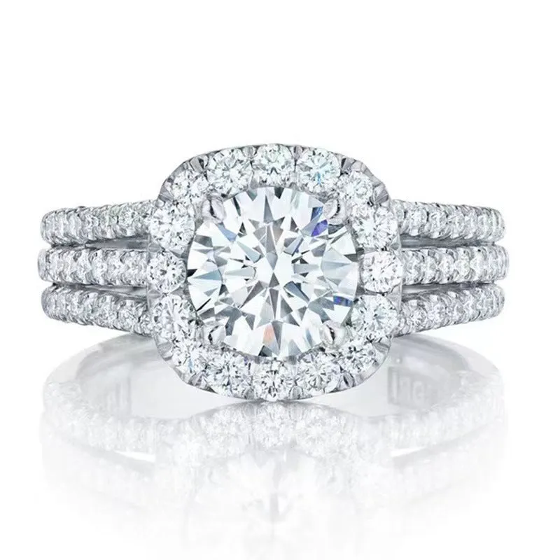 New ring micro-encrusted with diamonds luxury engagement diamond ring women's