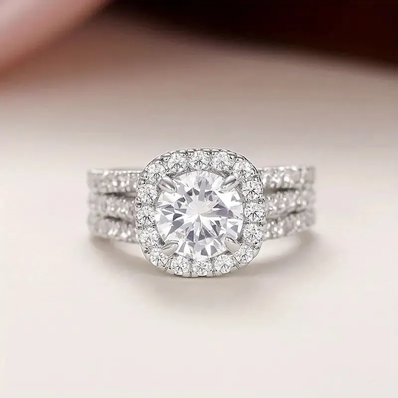 New ring micro-encrusted with diamonds luxury engagement diamond ring women's