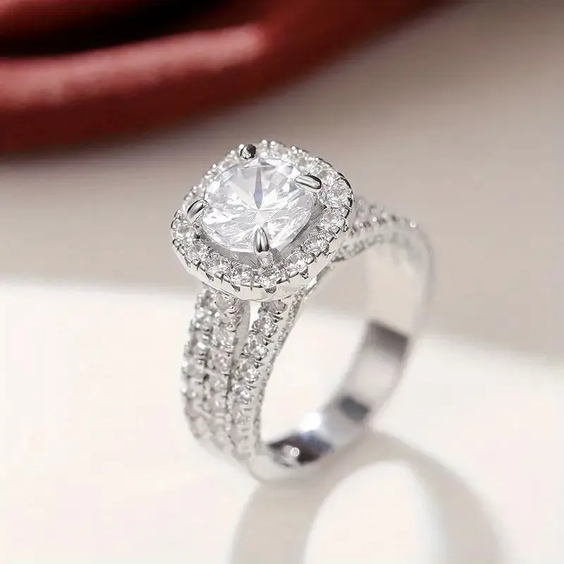 New ring micro-encrusted with diamonds luxury engagement diamond ring women's