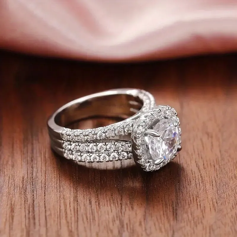 New ring micro-encrusted with diamonds luxury engagement diamond ring women's