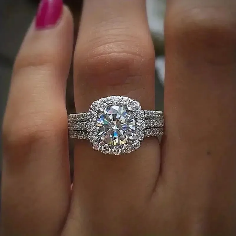 New ring micro-encrusted with diamonds luxury engagement diamond ring women's