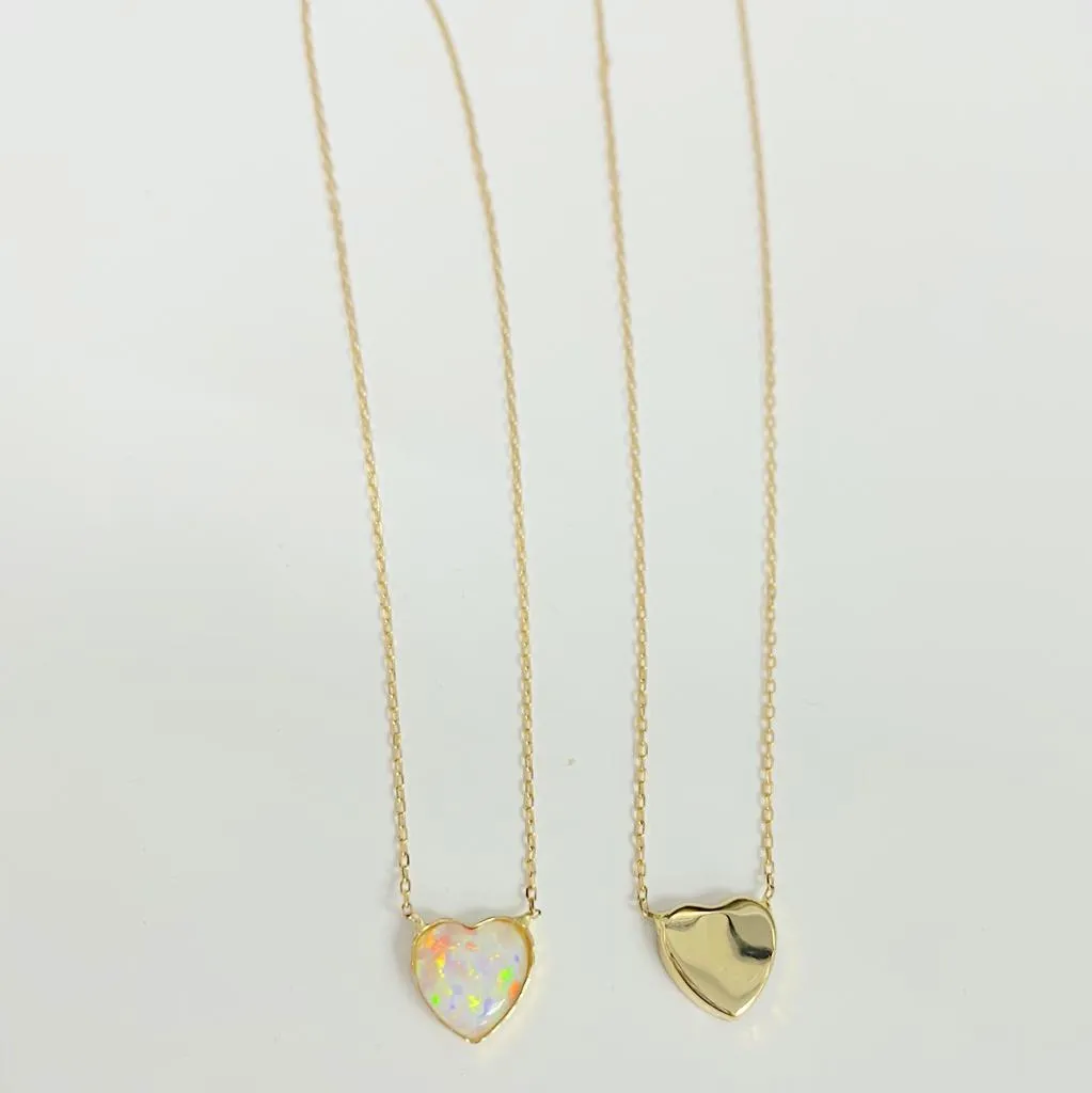 Opal Heart Necklace 14K