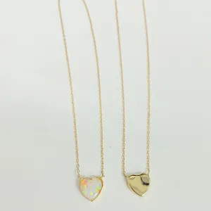 Opal Heart Necklace 14K