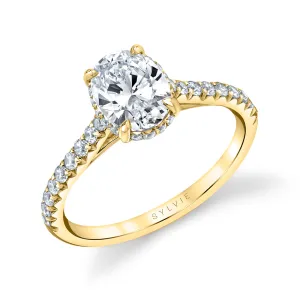 Oval Cut Classic Hidden Halo Engagement Ring - Harmonie 18k Gold Yellow