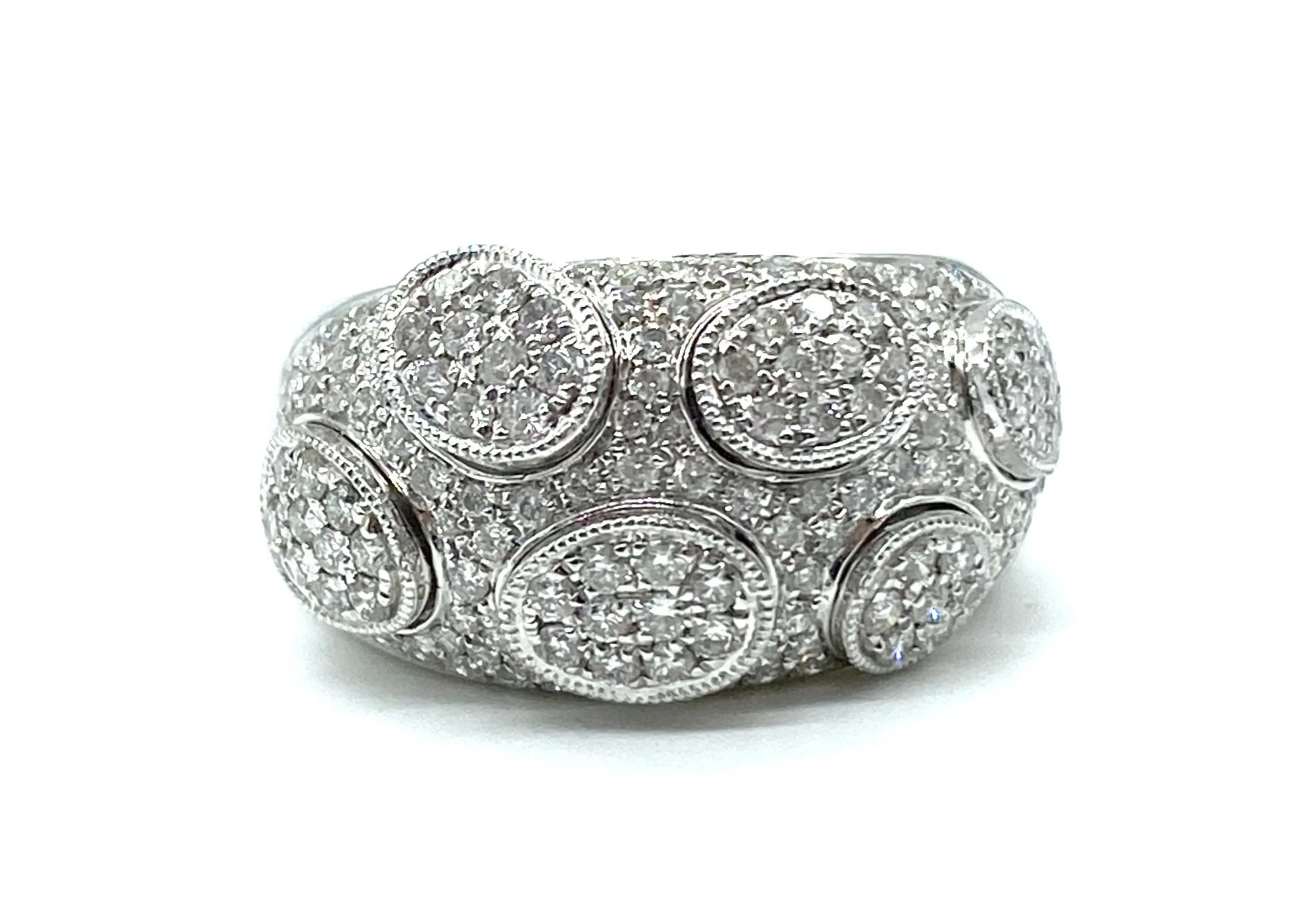 Pave Set Diamond Milgrain Ring