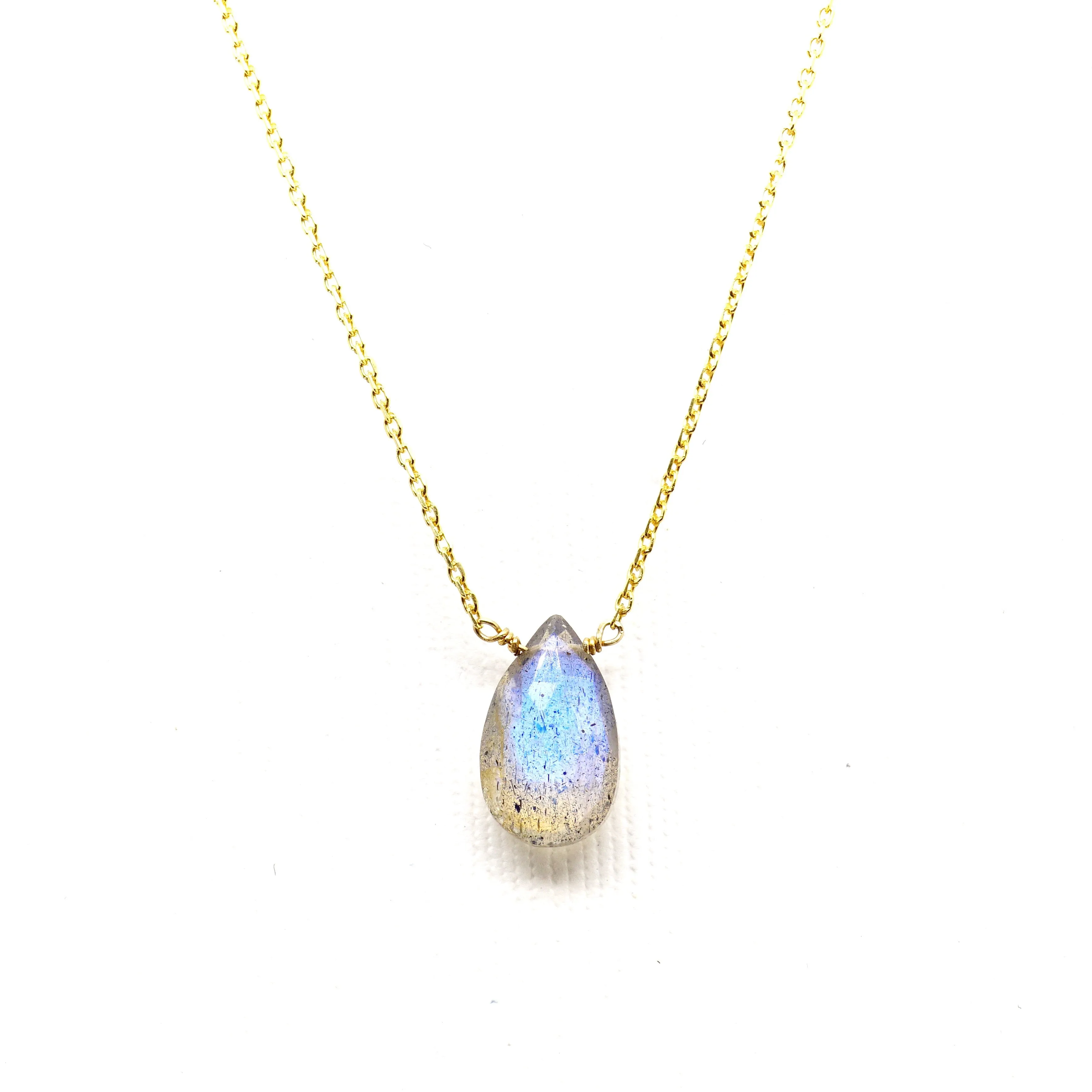 Pear Faceted Labradorite Briolette Necklace - Labradorite Layer Necklace
