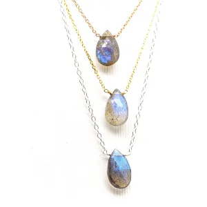 Pear Faceted Labradorite Briolette Necklace - Labradorite Layer Necklace
