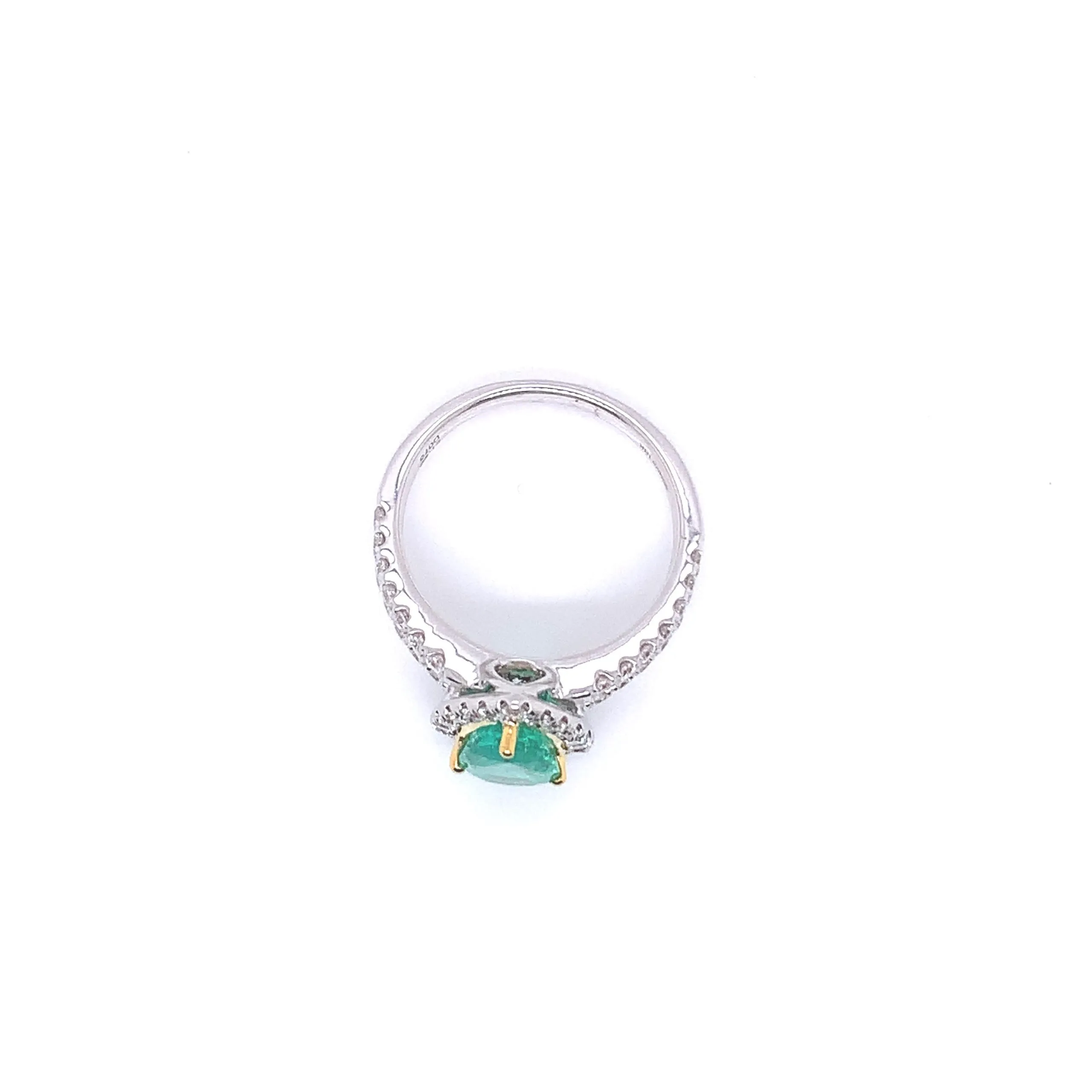 Pear Shaped Emerald and Diamond Split Shank Ring