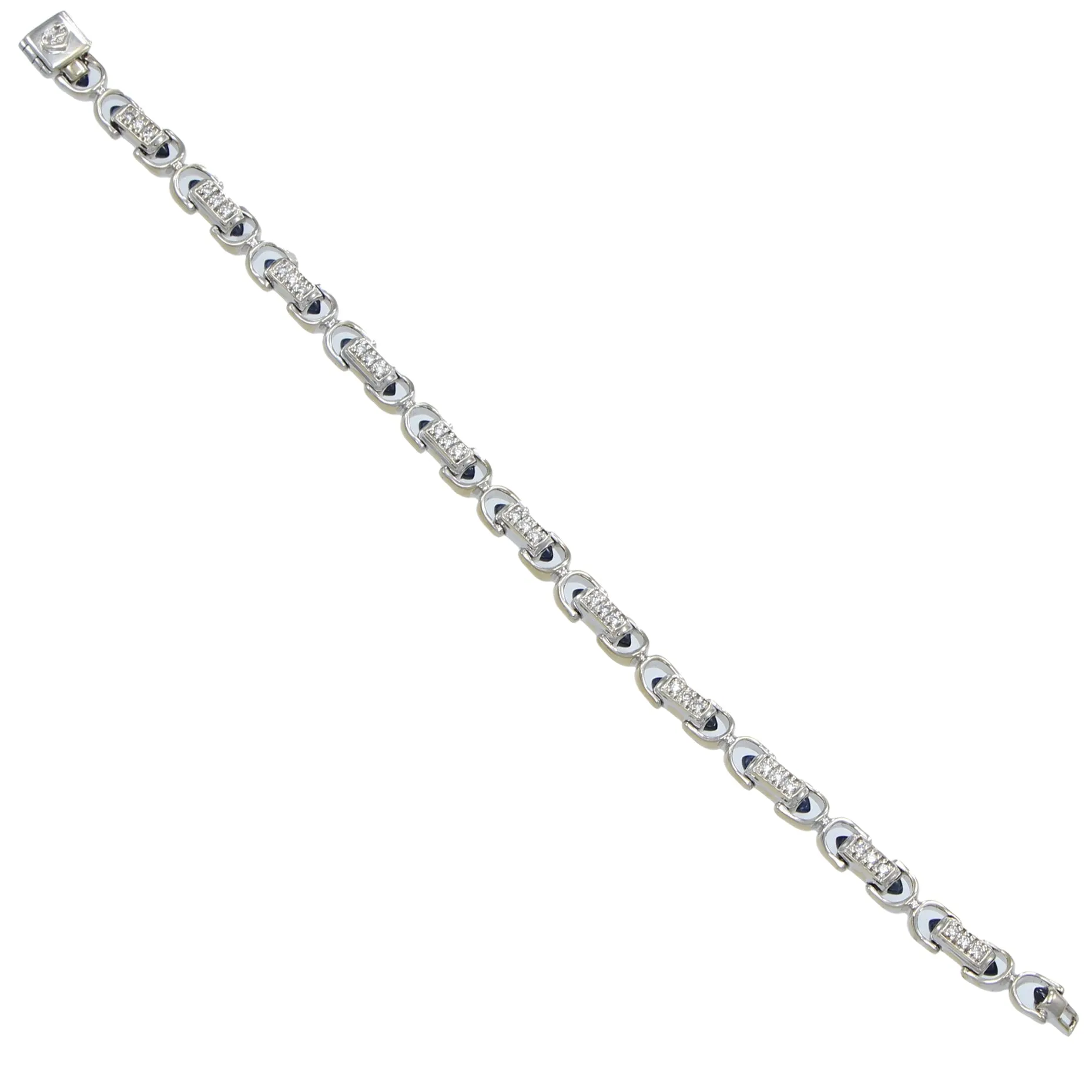 Philippe Charriol Cabochon Sapphire and Diamond Tennis Bracelet 7 inches 1.86ctw